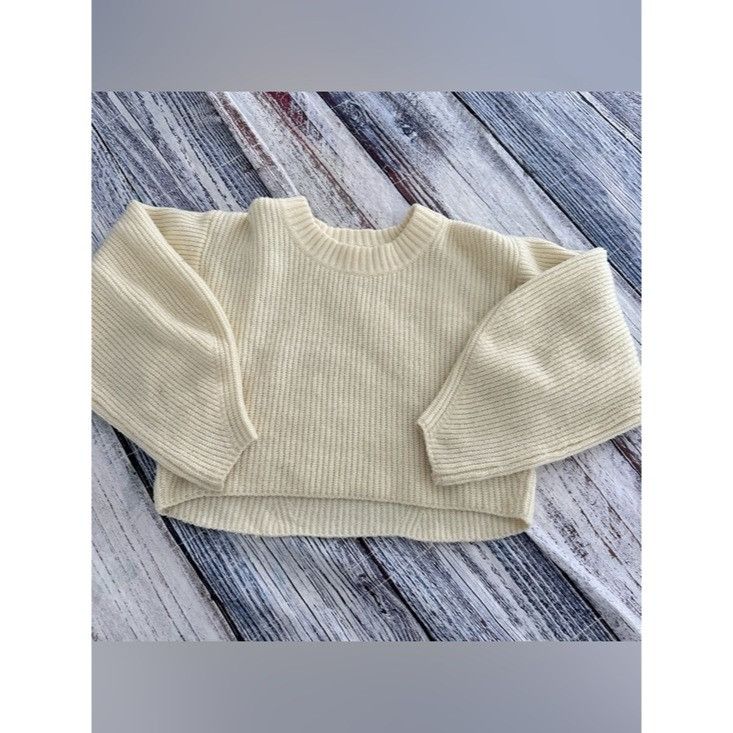 Urban Outfitters Urban Outfitters Cream Ribbed Cropped Knit Balloon Sleeve Sw Size M / US 6-8 / IT 42-44 - 2 Thumbnail