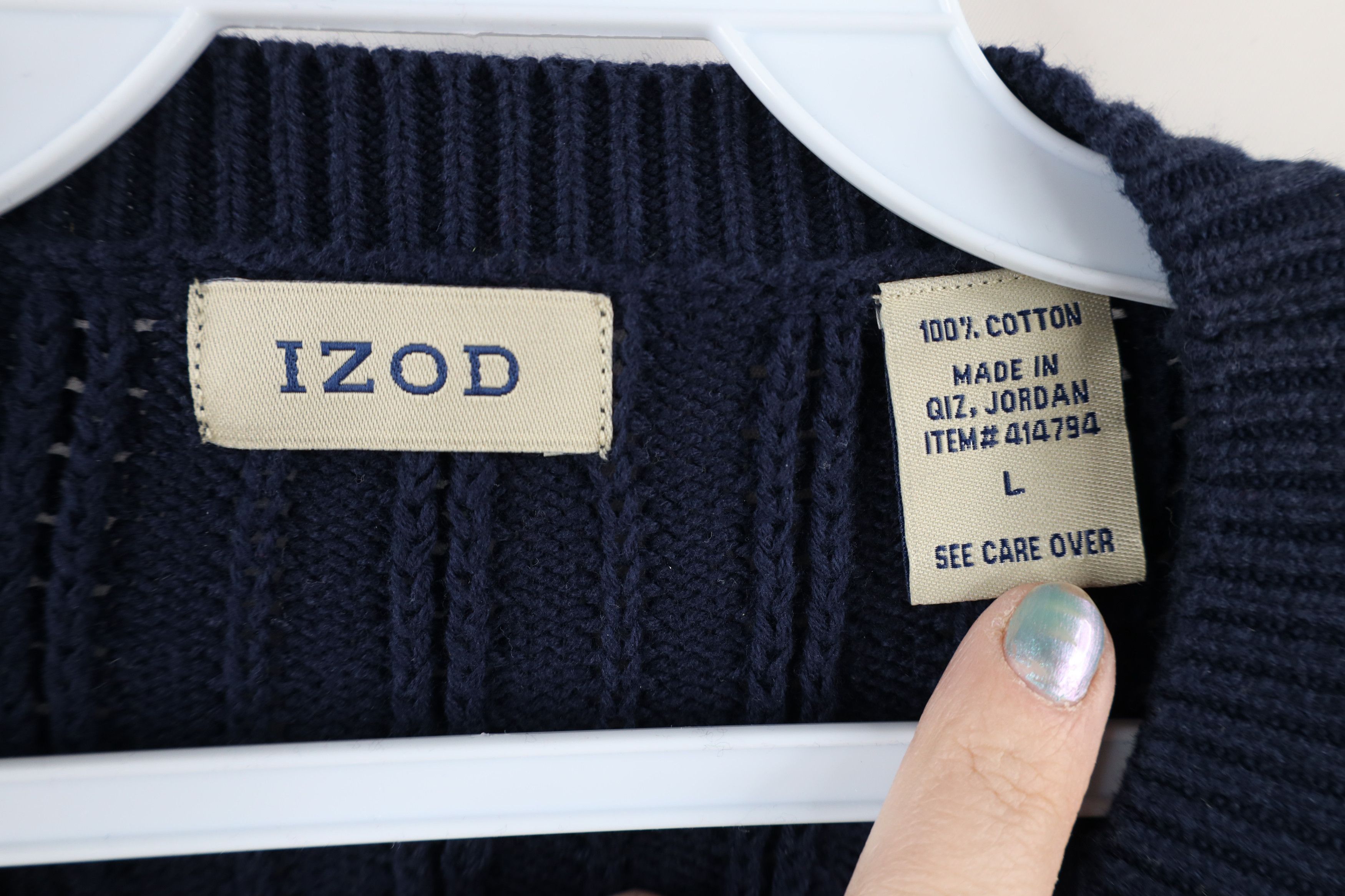 Izod Vintage IZOD Chunky Ribbed Knit Crewneck Sweater Cotton Size US L / EU 52-54 / 3 - 5 Thumbnail