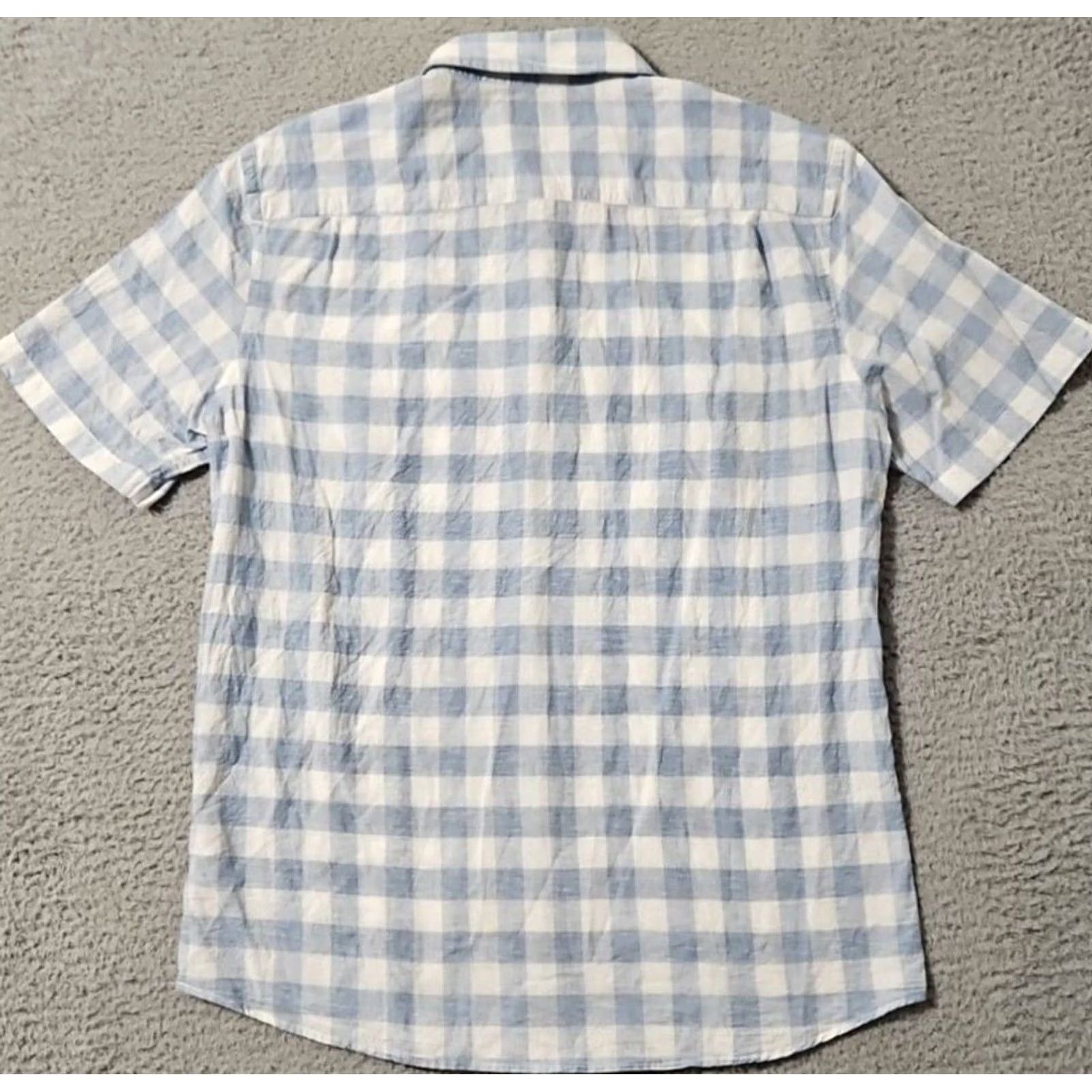 Faherty Faherty Blue White Plaid Button Up Shirt Men's Medium Linen Short Sleeve Size US M / EU 48-50 / 2 - 2 Thumbnail