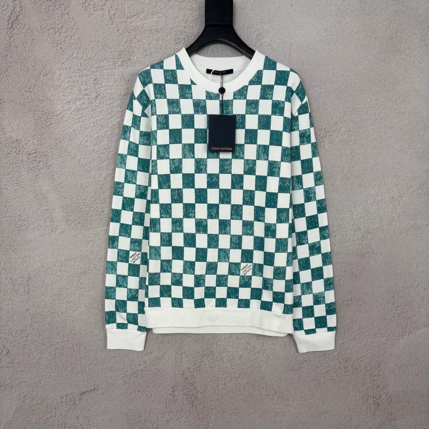 Louis Vuitton LV Tiffany Checker Crewneck Sweatshirt M White-Green New Size US M / EU 48-50 / 2 - 1 Thumbnail