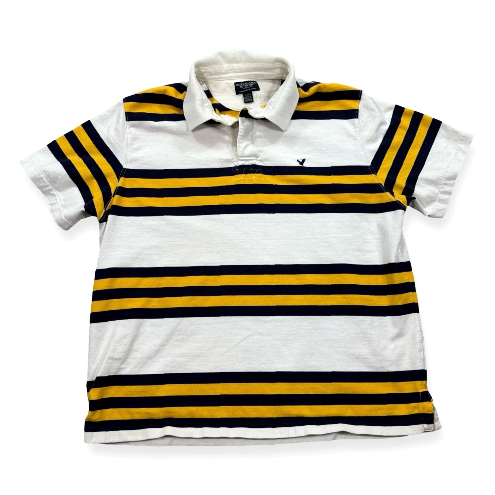 American Eagle Outfitters VINTAGE American Eagle Shirt Polo Men XL White Yellow Striped Y2K Preppy Athletic Casual Size US XL / EU 56 / 4 - 2 Thumbnail