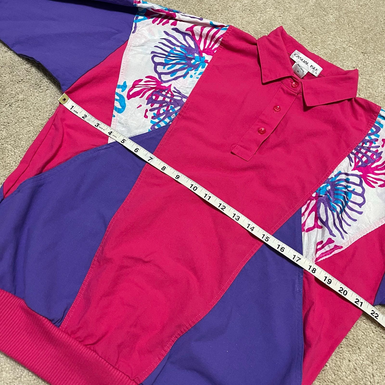 Other Casual Isle Colorblock Polo Sweatshirt Magenta Purple Floral Size M / US 6-8 / IT 42-44 - 5 Thumbnail