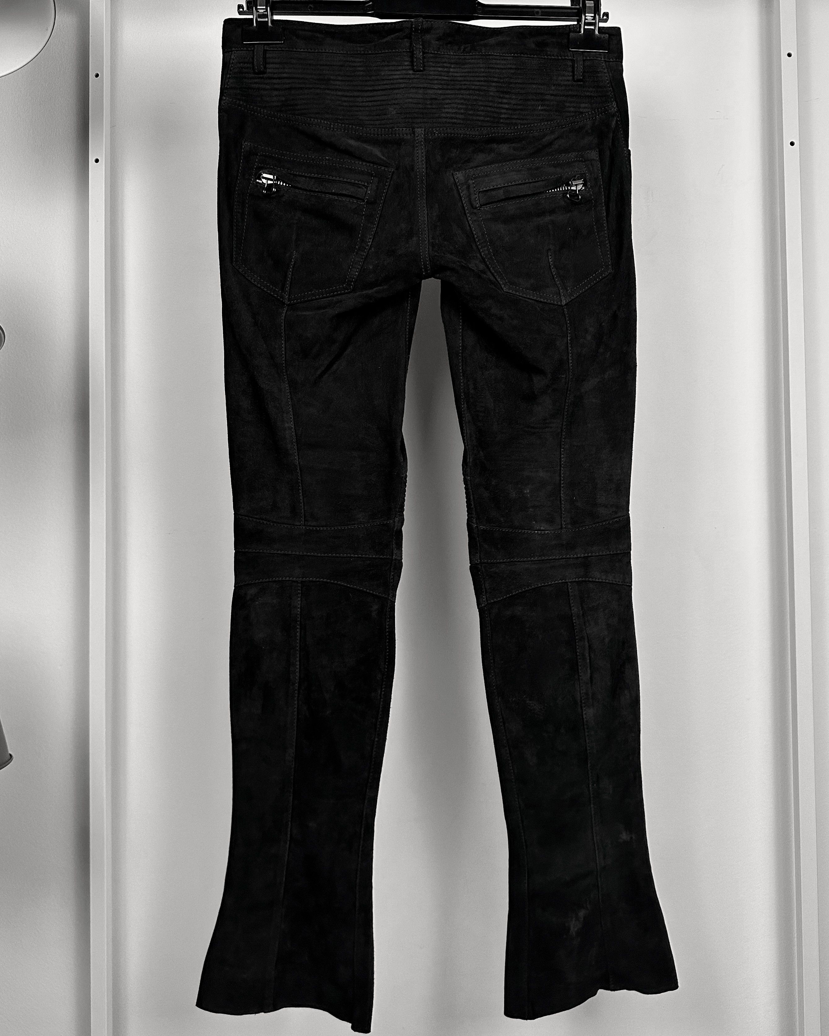 Balmain Balmain Suede Leather Flared Bootcut Biker Jeans Size US 27 - 7 Thumbnail