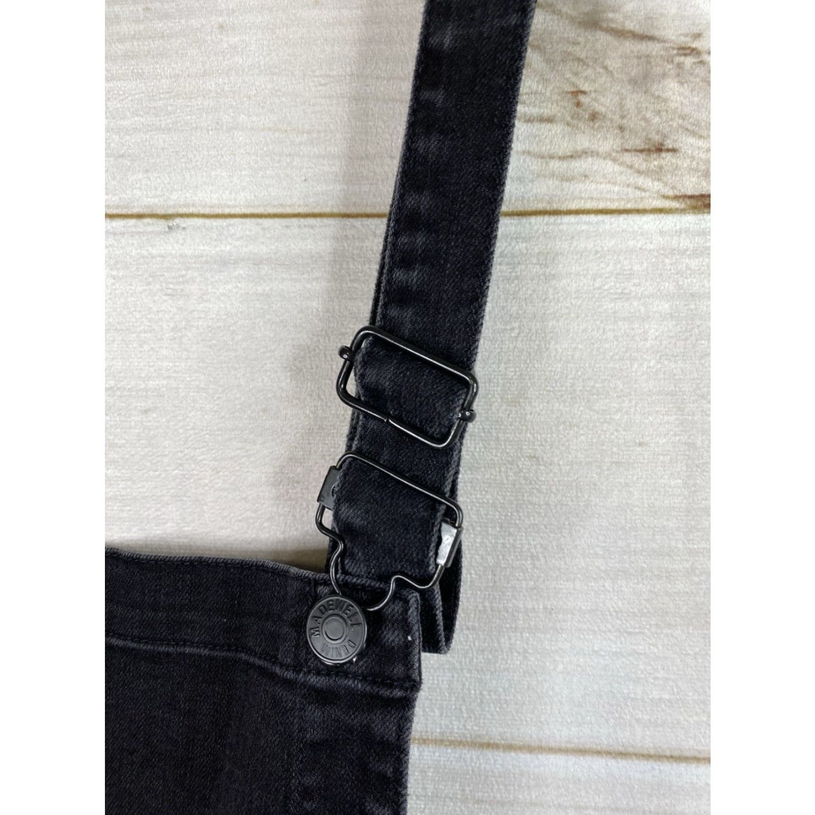 Madewell Madewell Overall Black XXS Denim Romper Jumpsuit Bodysuit Skinny Leg Side Zip Boho Stretch Pockets Casual Women’s Size 24" / US 00 / IT 34 - 4 Thumbnail