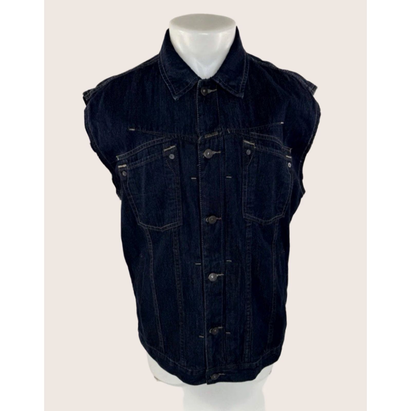 Denime GIRBAUD Denim Trucker Vest L Men Blue Vintage Mens Vest 90s Style Jeans Jacket No Sleeves Size US L / EU 52-54 / 3 - 1 Thumbnail