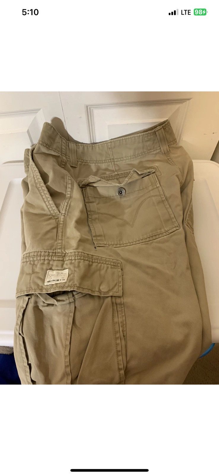 Levi's Levis Shorts Mens 34 Cream Beige Slash & Flap Pockets Cargo Size US 34 / EU 50 - 1 Thumbnail