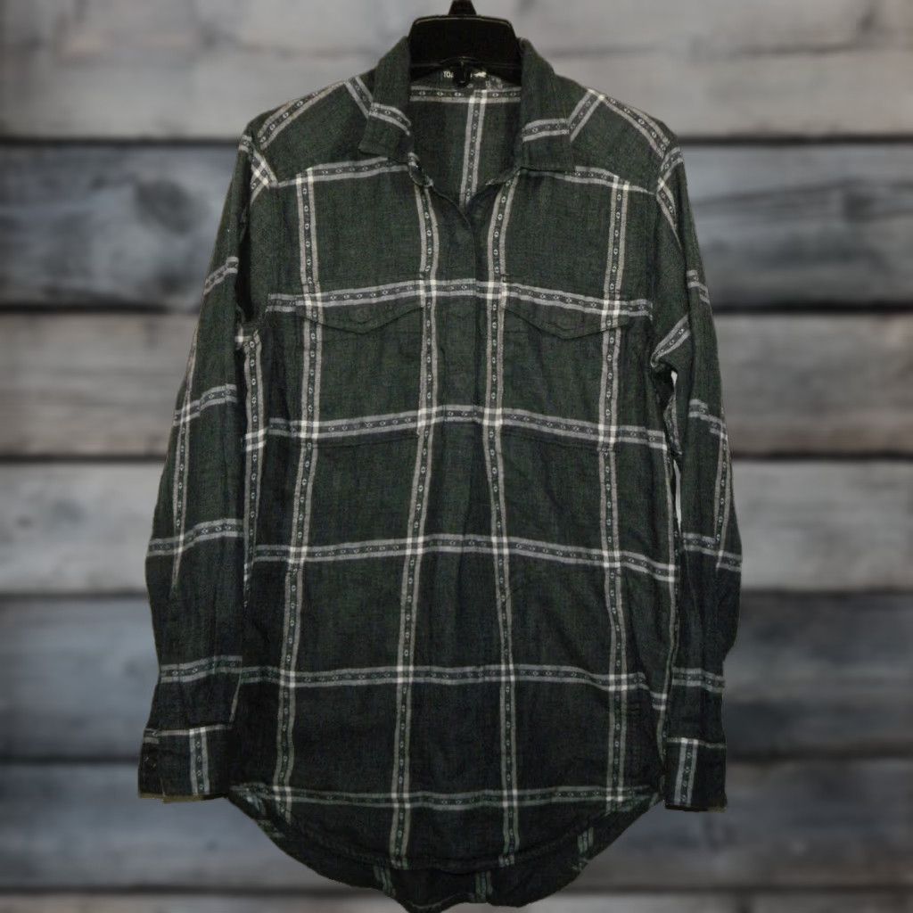 Toad&Co Cairn Popover Tunic Style Women's Size Small Blue 1/2 Snap Long Sleeve