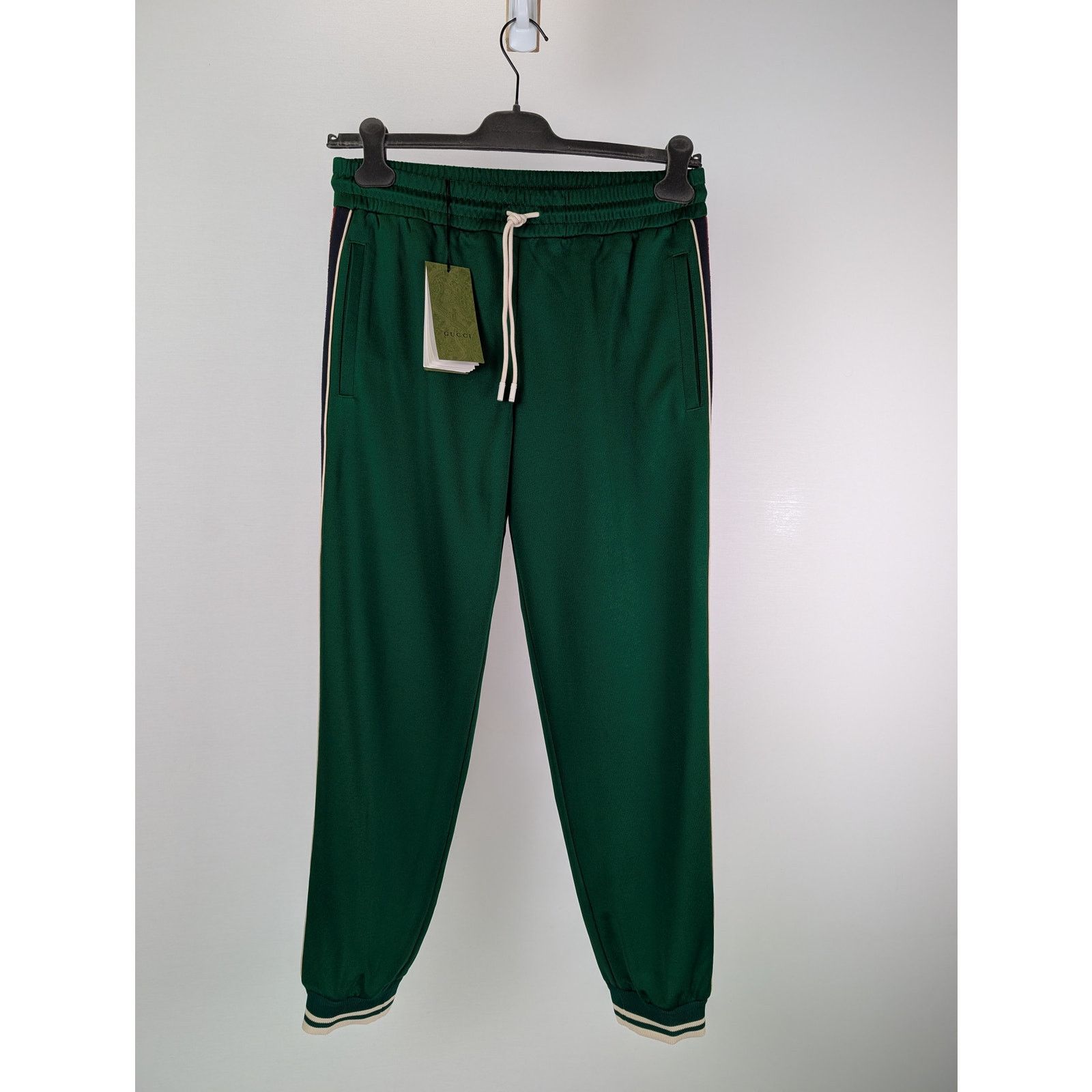 Gucci o1rshd1 Track Pants With GG Bejewled Trim Detail in Green Size US 32 / EU 48 - 6 Thumbnail