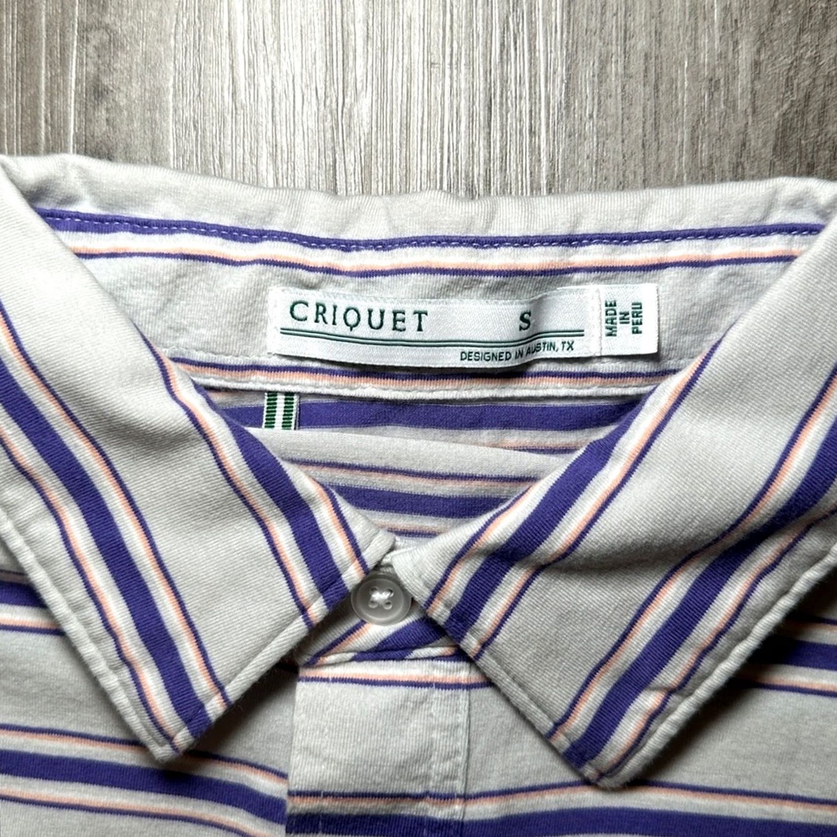 Vintage Criquet Mens S Gray Pima Cotton Stretch Striped Pocket Polo Size US S / EU 44-46 / 1 - 6 Thumbnail
