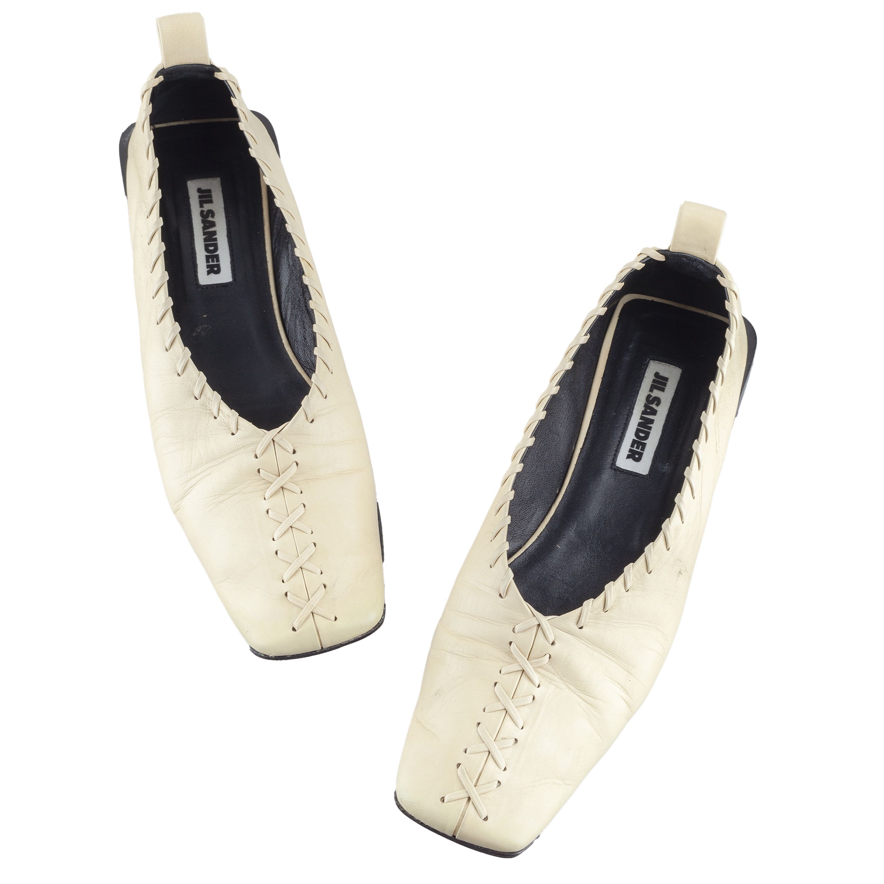 Jil Sander JIL SANDER Leather Ballet Beige Flats (39 IT/40 EU) Size US 9 / IT 39 - 3 Thumbnail