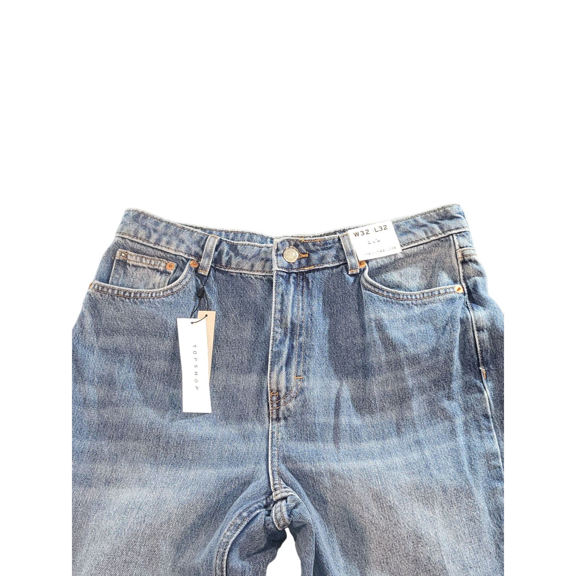 Mom Jeans Women Sz 32 X 32 Blue Denim Straight Leg B