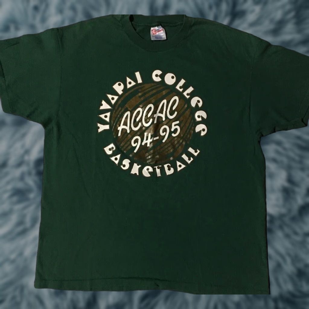 Vintage VINTAGE Yavapai College Basketball Champions Faded Shirt XL Green Men Short Sleeve Crew Neck Graphic Tee 90s College Sports USA 80s Grunge Kanye Size US XL / EU 56 / 4 - 1 Thumbnail