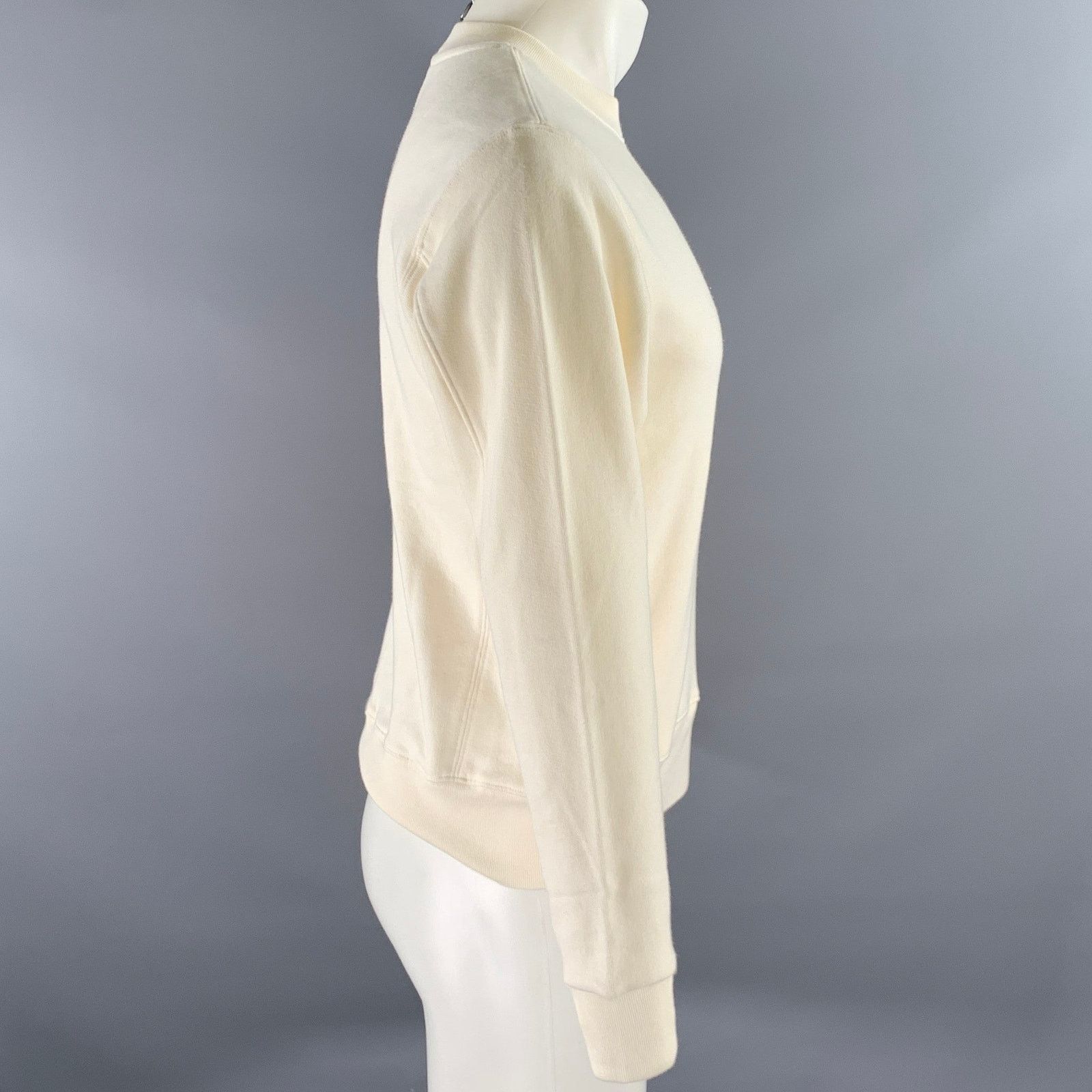 AYR AYR Size XS Cream Solid Cotton Crew-Neck Sweatshirt Size XS / US 0-2 / IT 36-38 - 2 Thumbnail
