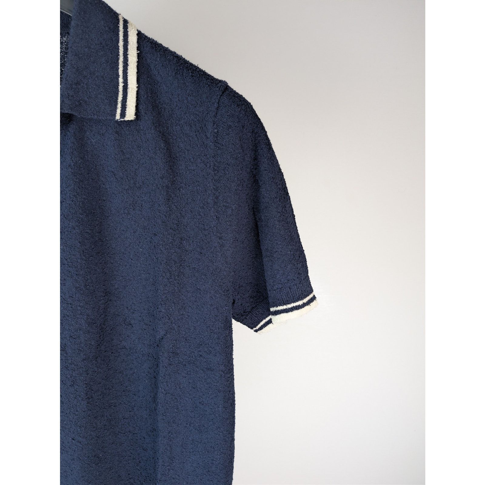 Todd Snyder o1rshd1 CC20 Tipped Boucle Montauk Knit Polo Shirt Navy Blue Size US S / EU 44-46 / 1 - 5 Thumbnail