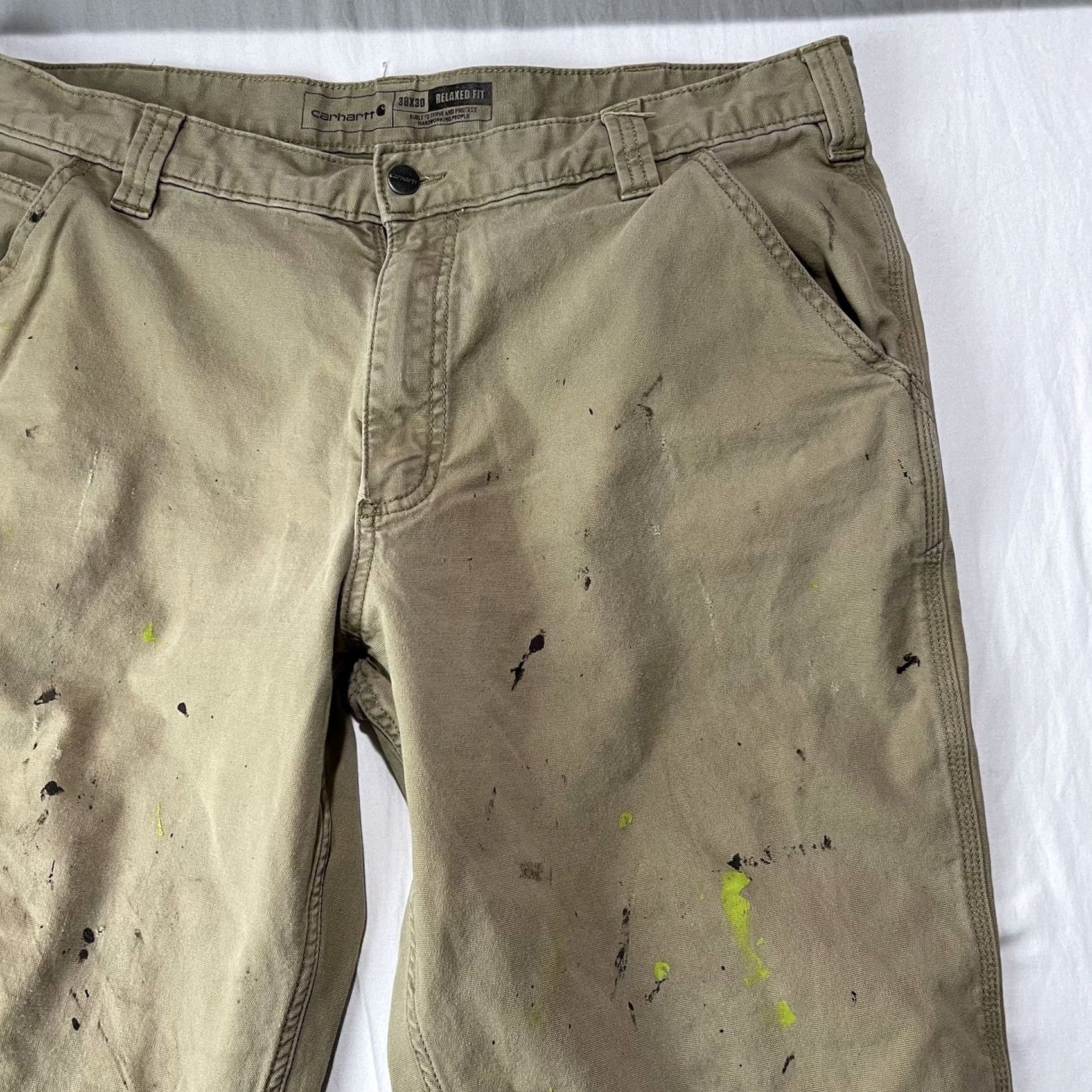 Carhartt Carhartt Pants Mens 38x30 Rugged Flex Relaxed Fit Canvas Paint Splattered Work Shirt Size US 38 / EU 54 - 6 Thumbnail