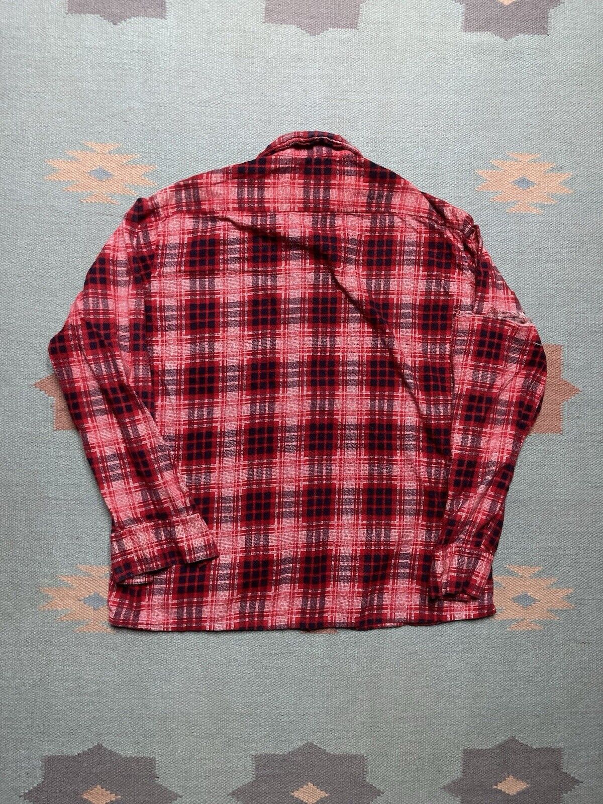 Vintage VTG 70s brushed cotton flannel shirt soft plaid distressed L Size US L / EU 52-54 / 3 - 6 Thumbnail