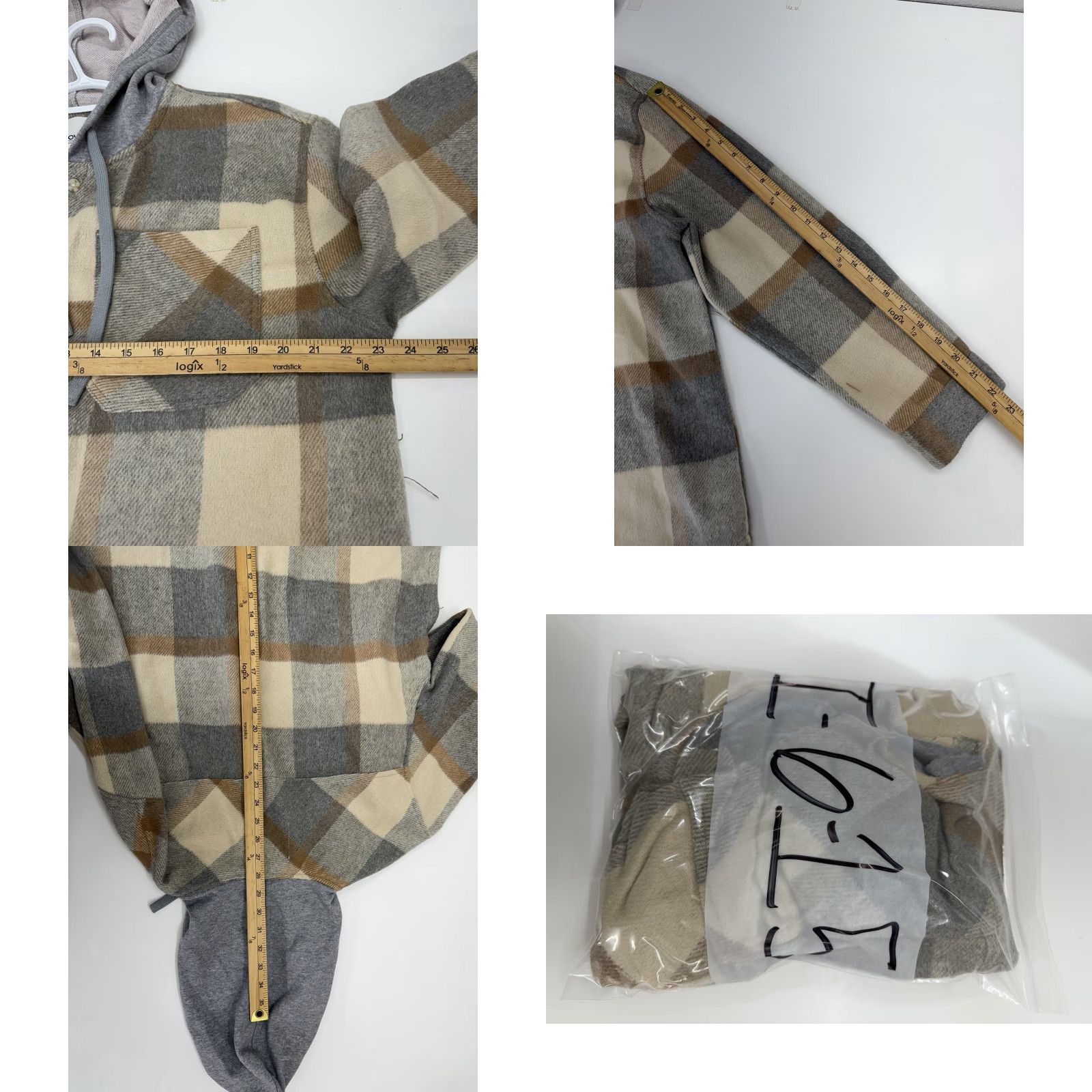 Vintage Wallflower Womens Jacket XL Brown Plaid Hooded Button Up Flannel Size XL / US 12-14 / IT 48-50 - 8 Thumbnail