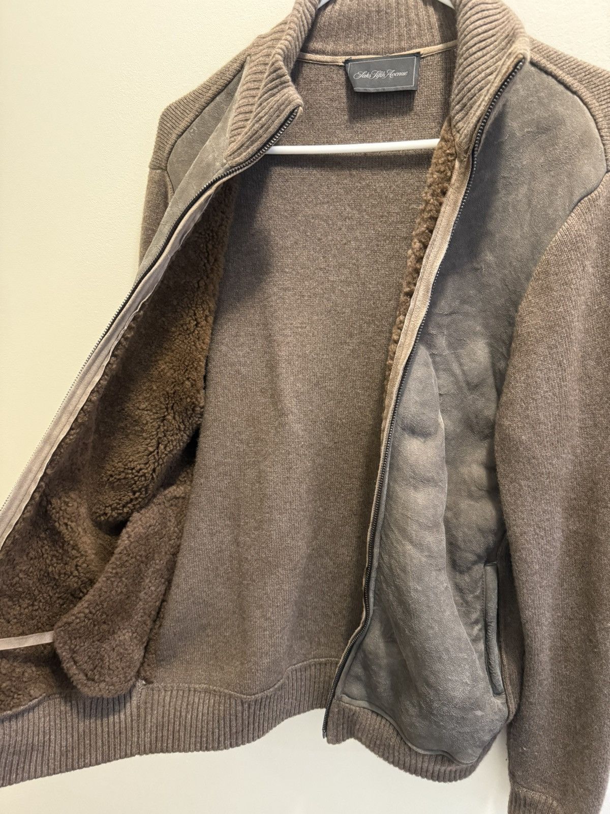 Saks Fifth Avenue Calf Skin Plated Wool Lined Zip Sweater Size US M / EU 48-50 / 2 - 3 Thumbnail