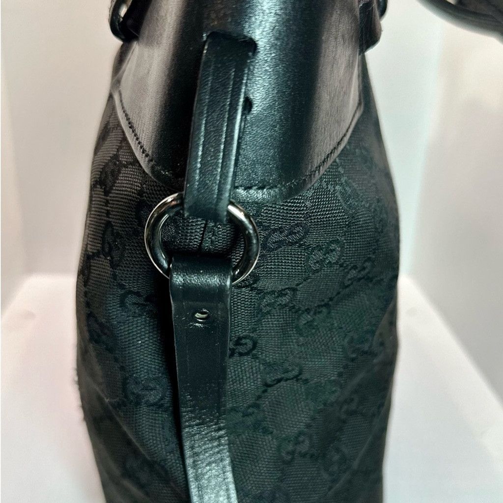 Gucci Gucci Black GG Mono Belted Bag Bucket Tote, Silver Hardware Size ONE SIZE - 4 Thumbnail