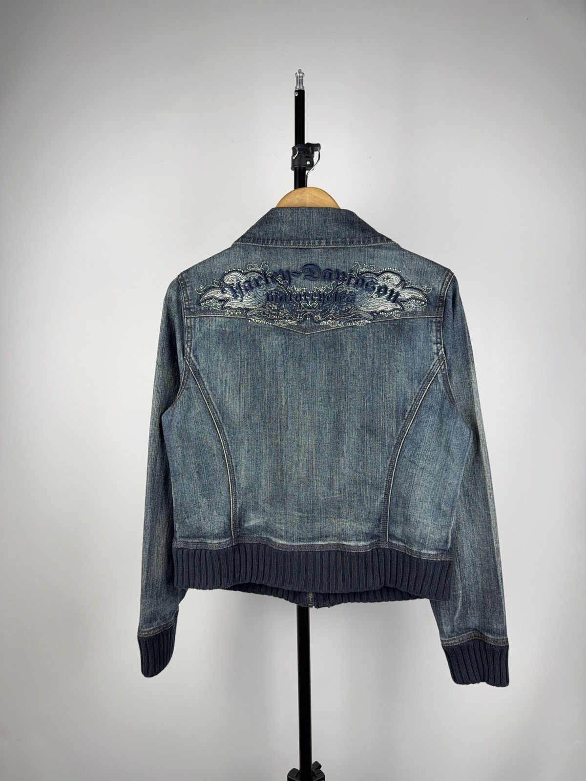 Harley Davidson Vintage 00s Harley Davidson USA LOGO Denim Biker Jacket Size L / US 10 / IT 46 - 6 Thumbnail