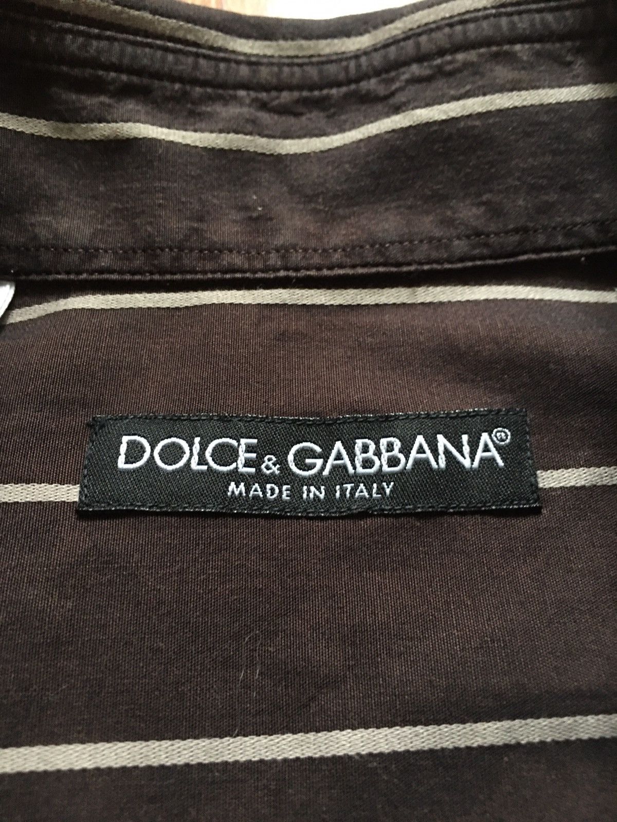 Dolce & Gabbana Dolce & Gabbana Brown Striped Mens Shirt Size 16.5 / 42 Size 42R - 6 Thumbnail