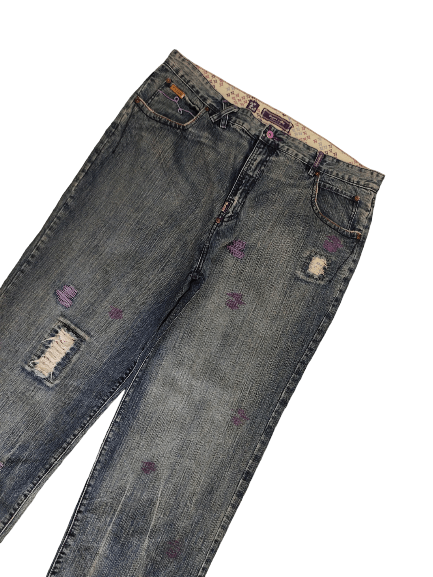 JNCO W42 Baggy Jeans LRG Embroidered Distress Denim Wide Leg Jnco Size US 42 / EU 58 - 5 Thumbnail