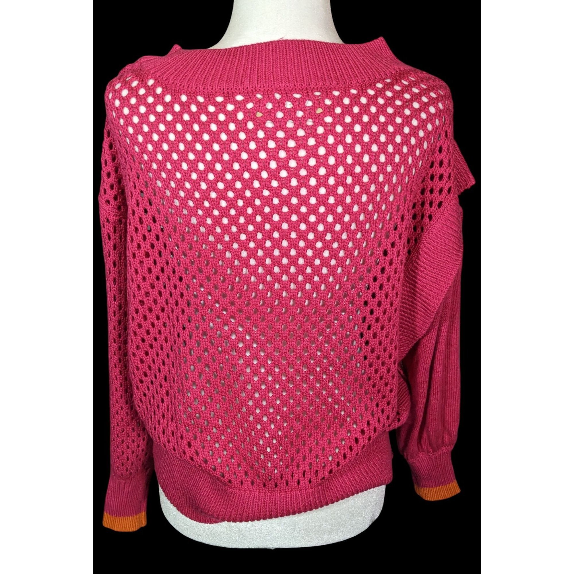 Other Velez Artisan Pink Asymmetrical Sweater With Orange Cuffs Size M / US 6-8 / IT 42-44 - 4 Thumbnail