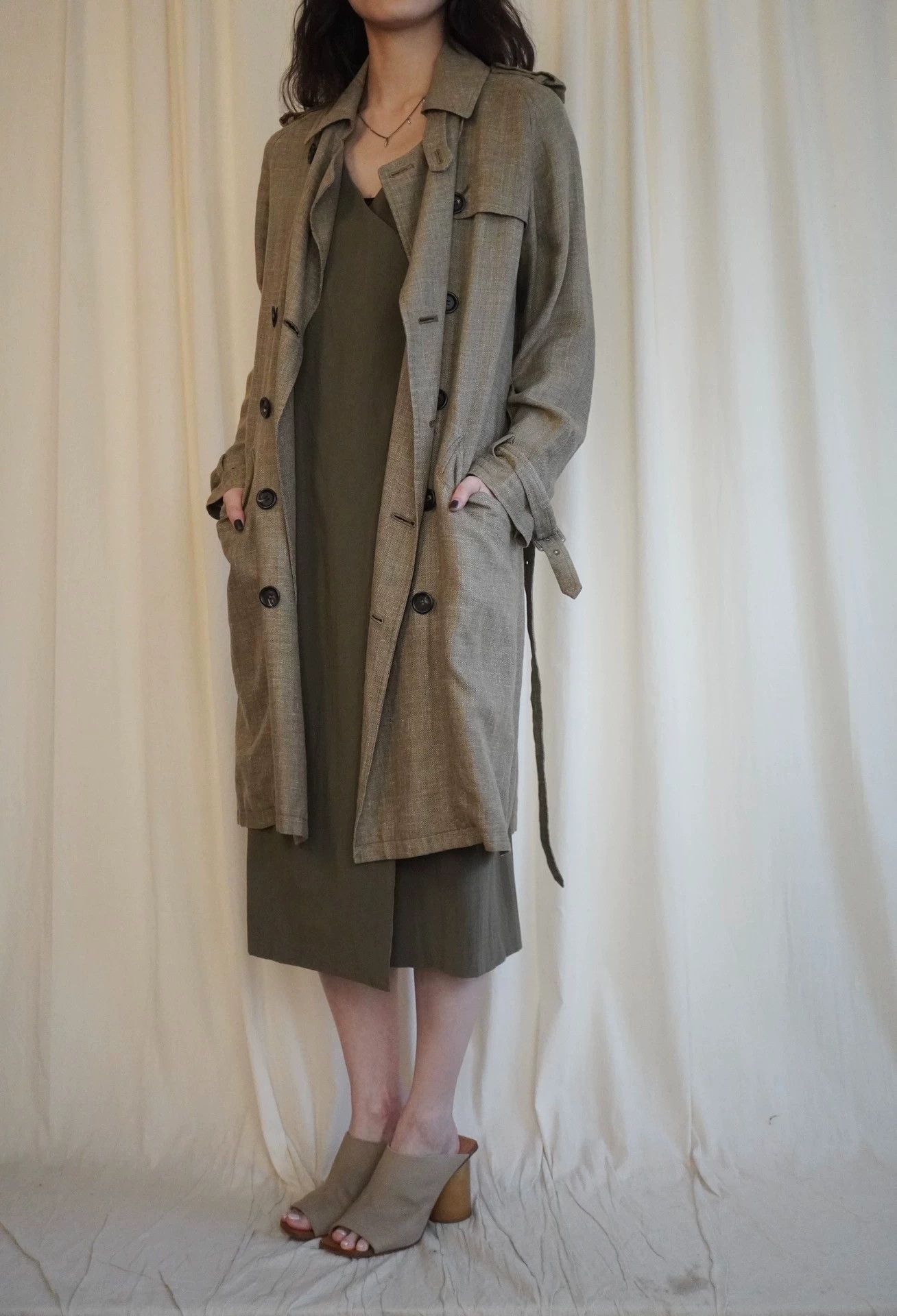 A.P.C. A.P.C. 1990s Silk Linen Trench Coat M Size M / US 6-8 / IT 42-44 - 4 Thumbnail