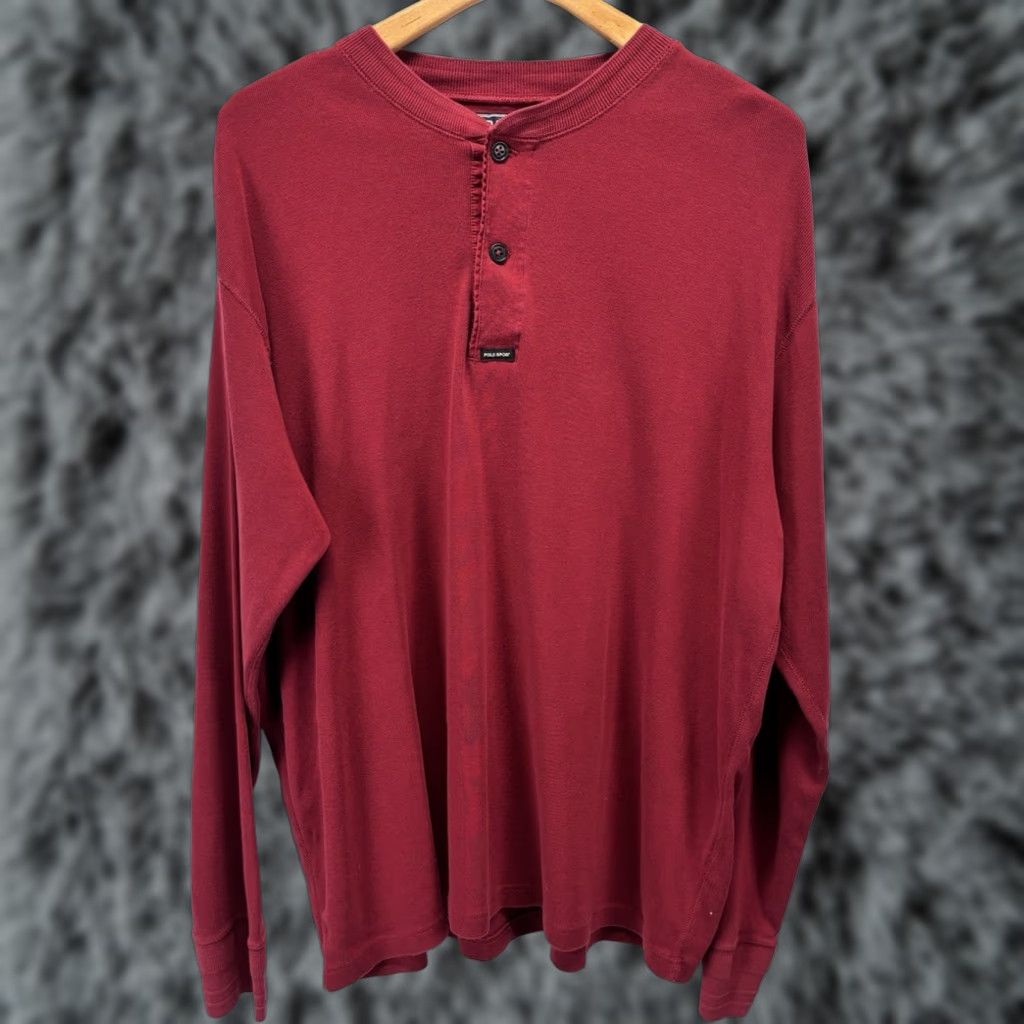 Vintage VINTAGE Polo Sport Henley Shirt Adult Extra Large Red 90s Mens Size US XL / EU 56 / 4 - 1 Thumbnail
