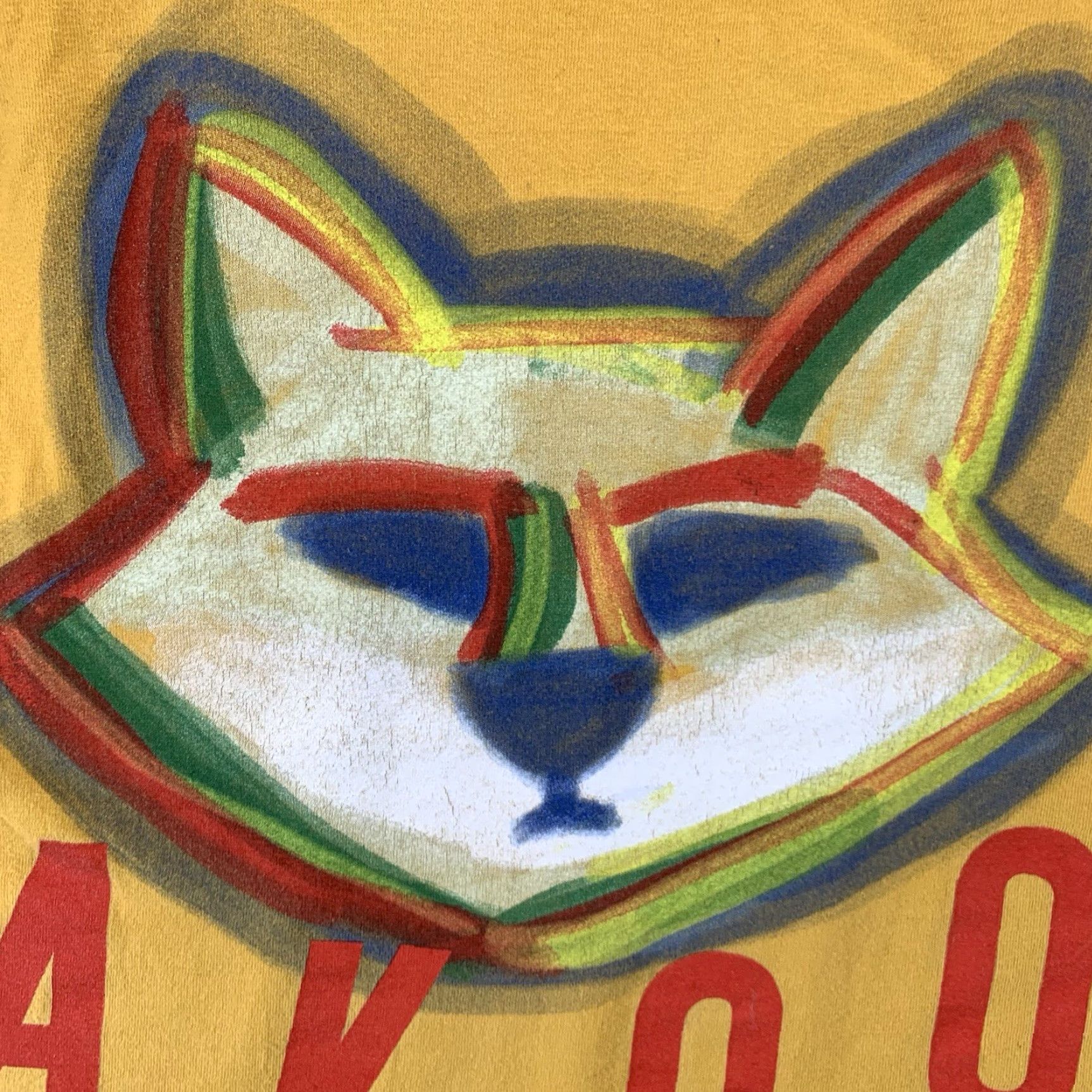 Logo 7 AKOO Men's T-Shirt Old Gold Colorful Fox Graphic Print Crew Neck Short Sleeve Size XL Size US XL / EU 56 / 4 - 4 Thumbnail