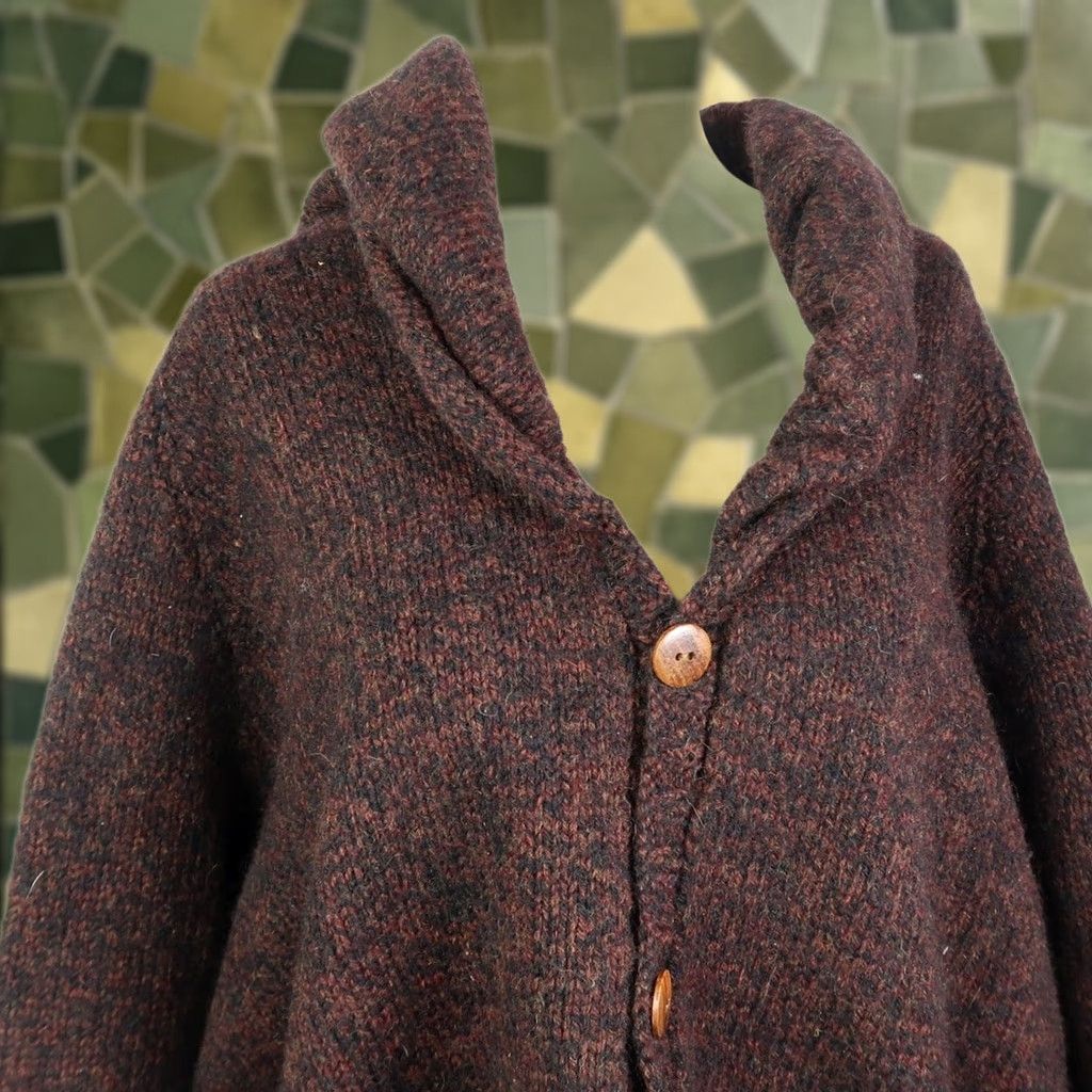 Vintage VINTAGE 80s Black and Brown Marled Knit Wool Cardigan Sweater L Womens Long Sleeve Knitted Wool Bohemian 80s Casual Cardigan Size L / US 10 / IT 46 - 1 Thumbnail