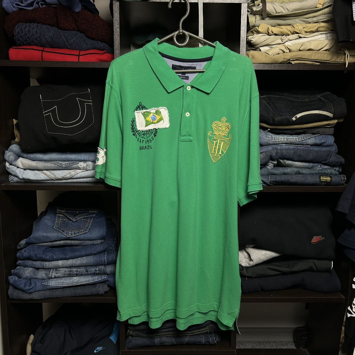 Tommy Hilfiger Designer Tommy Hifliger Brazil Big Logo y2k opium polo Size US XXL / EU 58 / 5 - 1 Thumbnail