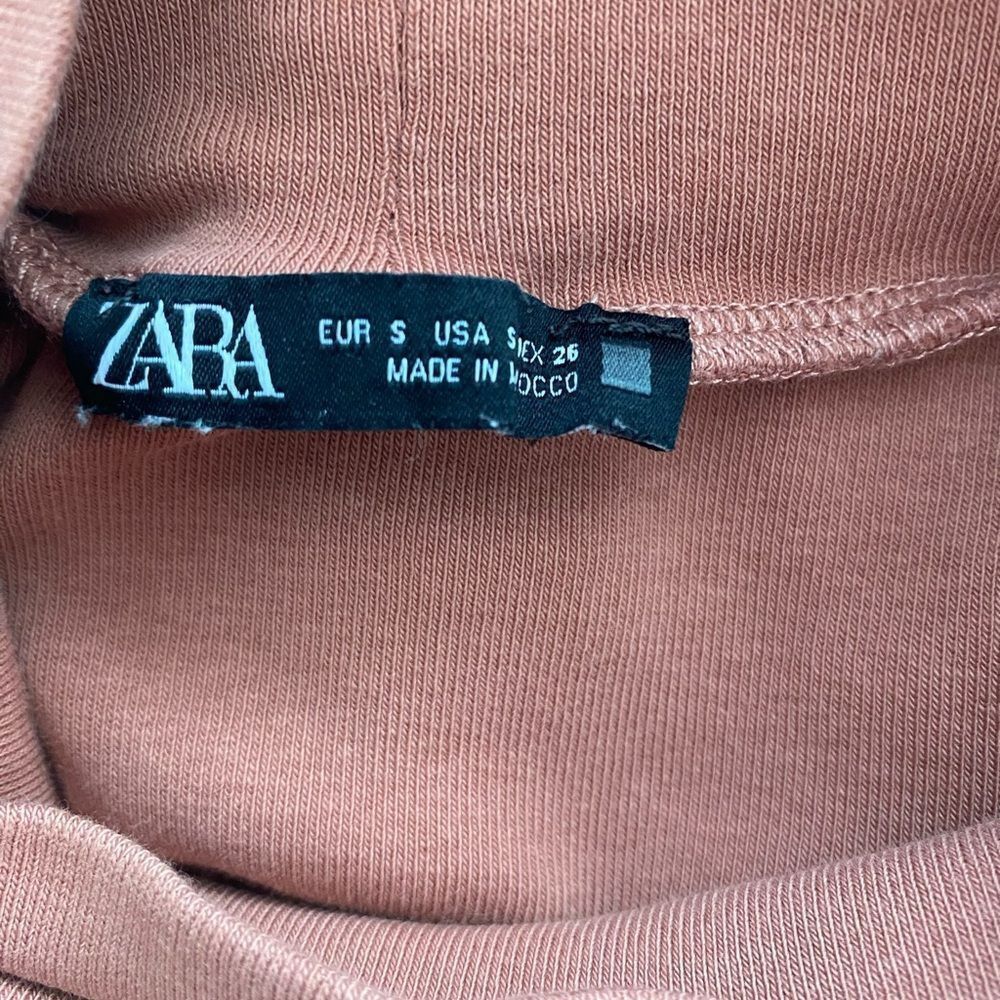 Zara ZARA Ribbed High Neck Short Sleeve Bodysuit Size S Rust Brow Size S / US 4 / IT 40 - 3 Thumbnail