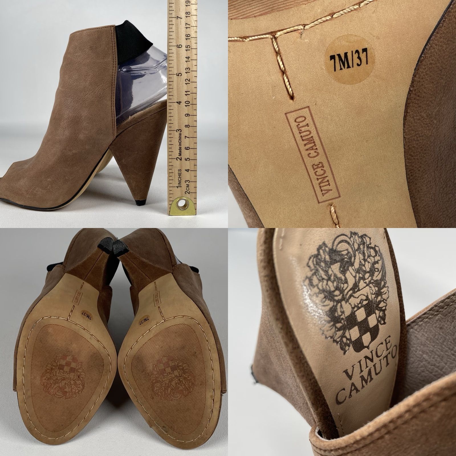 Vince Vince Suede Fenmore Open Toe Block Heel Booties Womens Slingback Brown 7M United States 7 Size US 5 / IT 35 - 8 Thumbnail