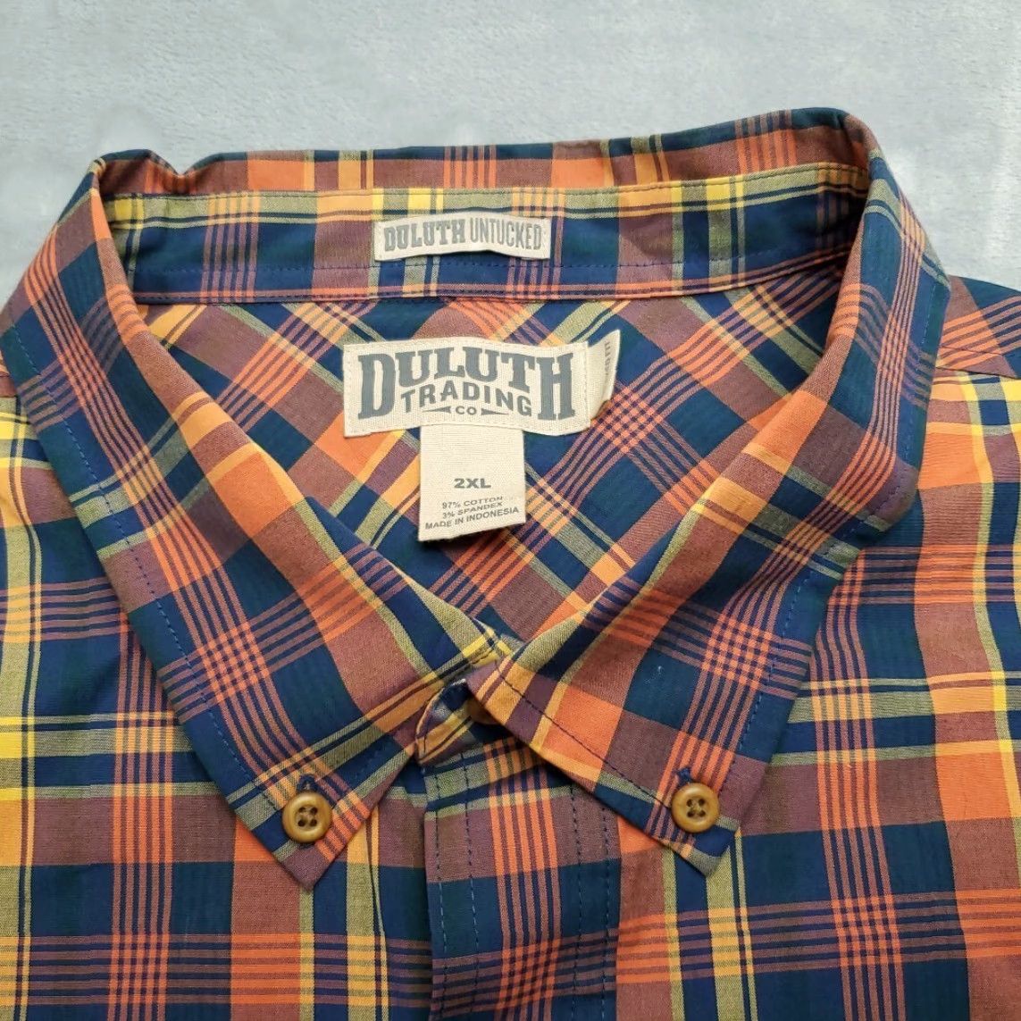 Duluth Trading Company Duluth Trading Shirt Mens XXL Orange Plaid Untucked Slight Stretch Short Sleeve Button-Up Casual Mens Size US XXL / EU 58 / 5 - 4 Thumbnail