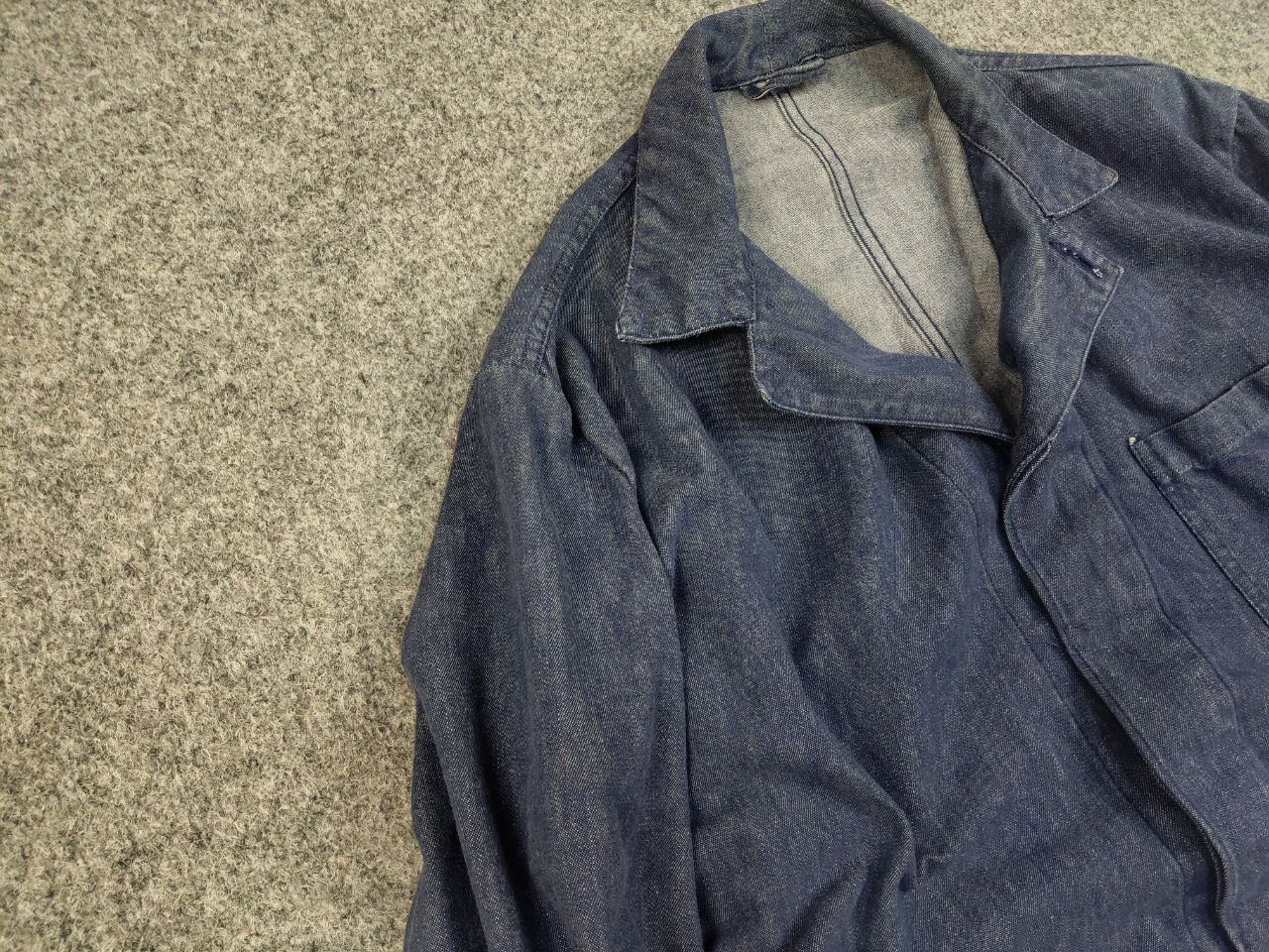 Vintage Vintage 70's Lutteurs Denim French Work Blue Sanfor Jacket Size US L / EU 52-54 / 3 - 8 Thumbnail