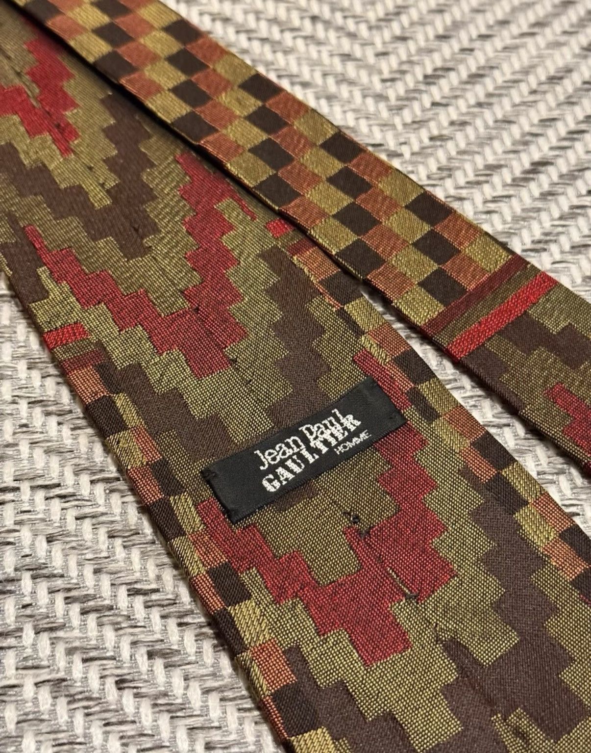 Jean Paul Gaultier Jean Paul Gaultier Pixel Zigzag & Checkerboard Tie K24 Size ONE SIZE - 5 Thumbnail