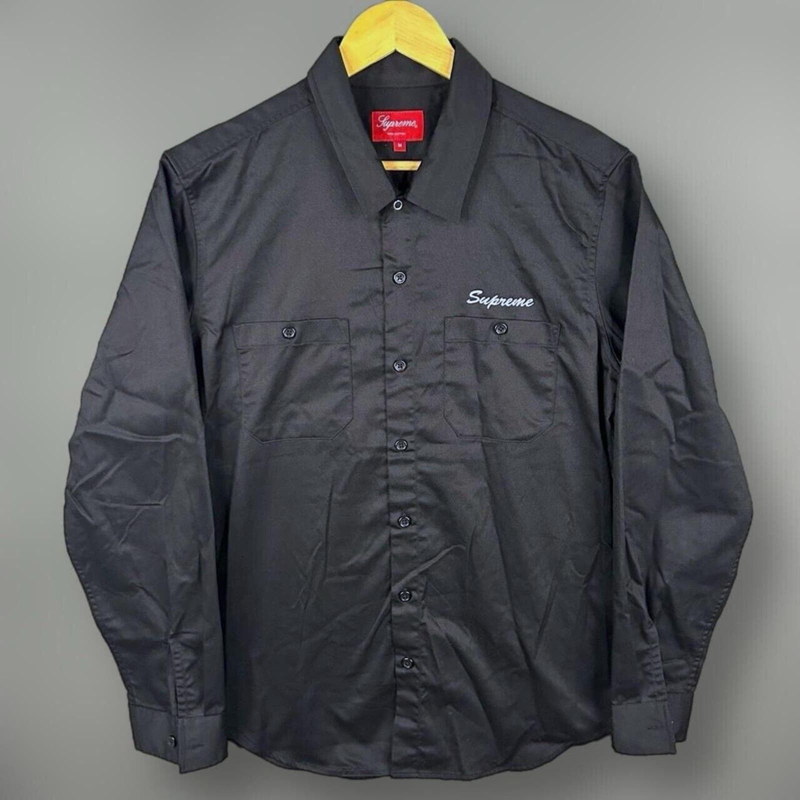 image of Supreme Work Shirt Medium Black Fw 15 F What You Heard, Men's