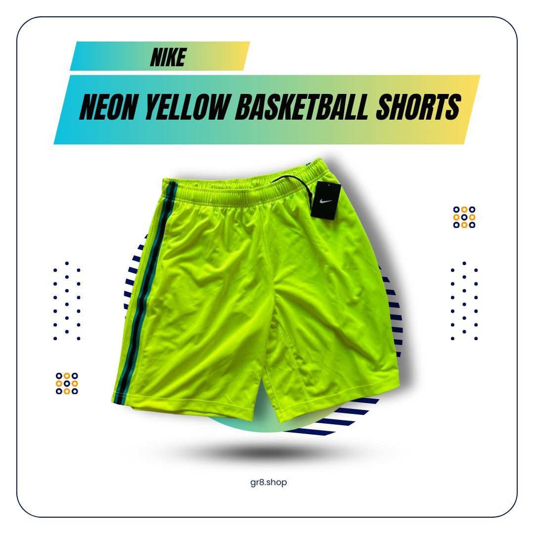Nike Nike Neon Yellow Basketball Shorts Mens Size L Training Ligh Size US 33 - 1 Thumbnail