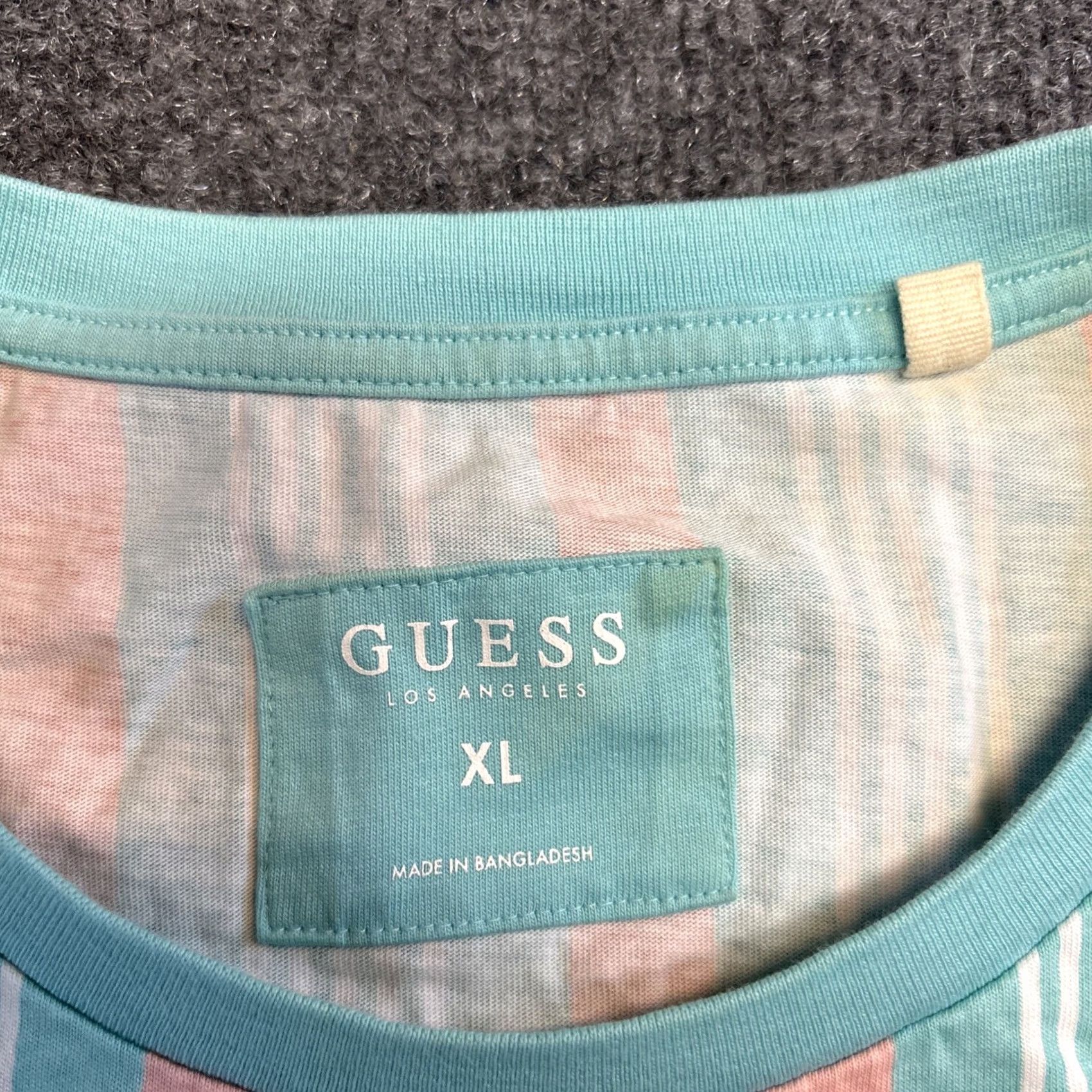 Guess Guess Los Angeles Striped Vertical Shirt Mens XL Sea Foam Mint Green Pink T-Shirt Crew Neck Multicolor Cotton Regular Short Sleeve GUESS Los Angeles Size US XL / EU 56 / 4 - 2 Thumbnail