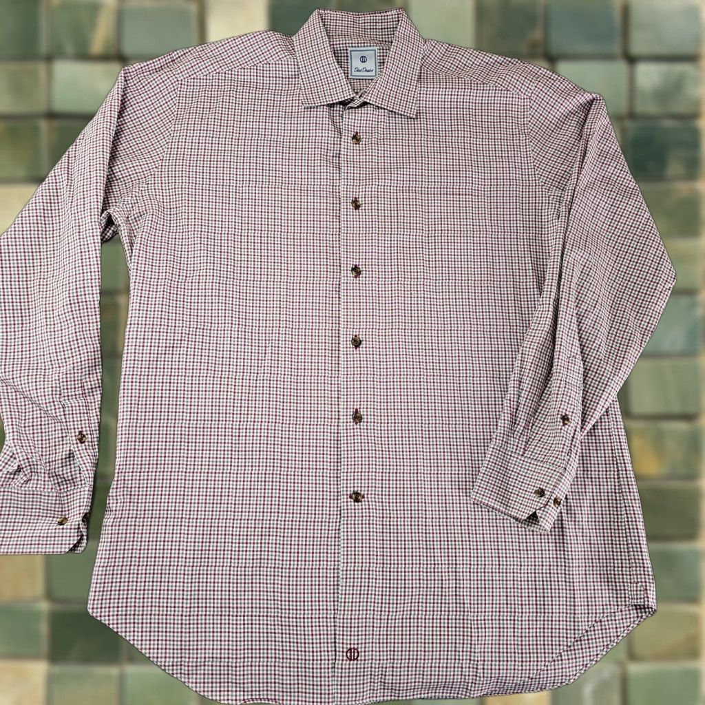 David Donahue David Donahue Dress Shirt Mens XL Check Twill Cotton Long Sleeve Pockets Button Collared Size 46R - 1 Thumbnail