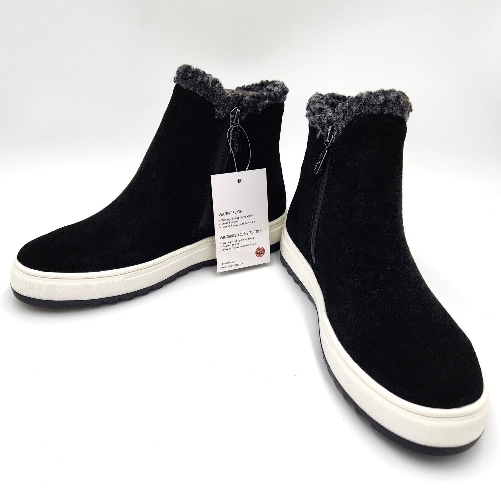 The Unbranded Brand Aqua Women Black Suede Waterproof Pull-On Sneakers Size 7.5 Size US 7.5 / IT 37.5 - 3 Thumbnail
