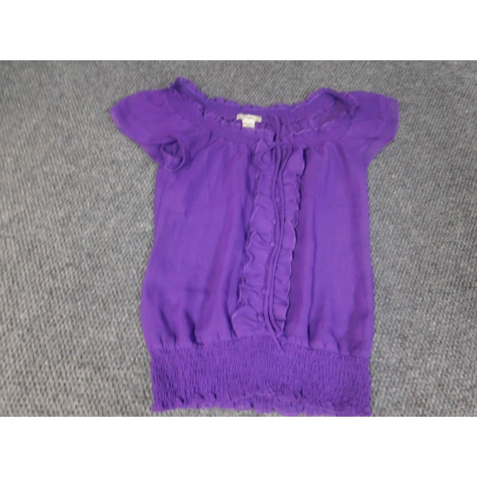 Vintage 6 Degrees Womens Blouse Small purple floral pullover Size S / US 4 / IT 40 - 2 Thumbnail