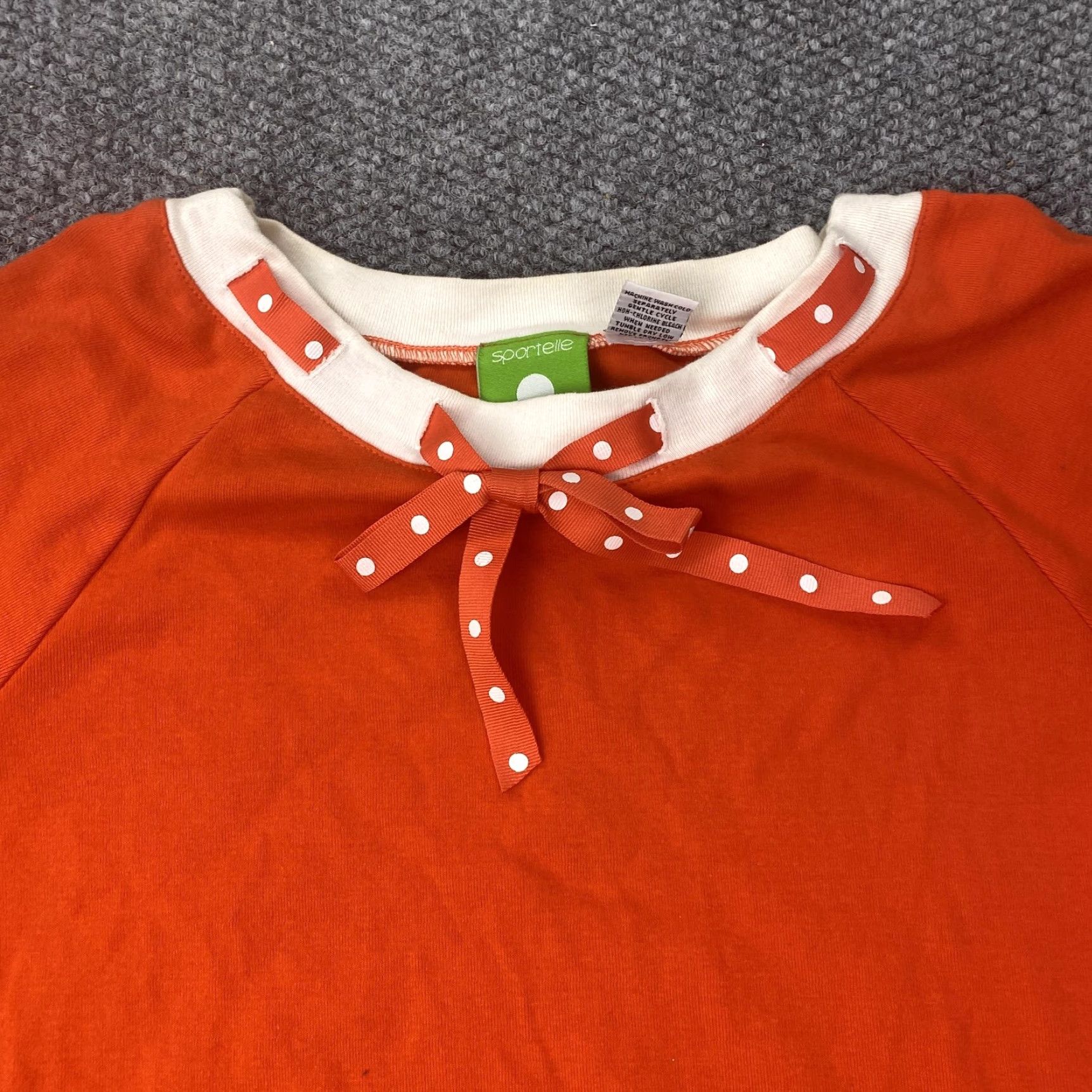 Vintage VINTAGE Sportelle Shirt Womens M Orange White Bow Scoop Neck 3/4 Sleeve Cotton Size M / US 6-8 / IT 42-44 - 3 Thumbnail