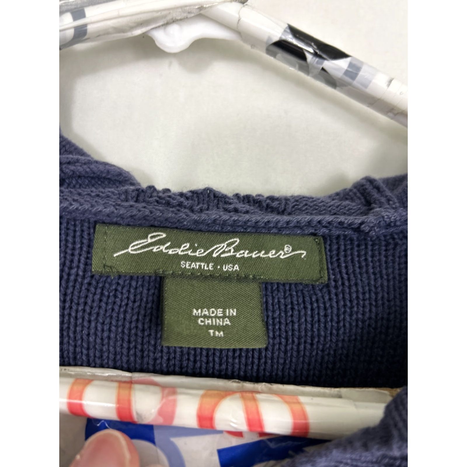 Eddie Bauer Eddie Bauer Women's Full Zip Knit Hoodie Navy Blue Cotton Acrylic - M Tall - Knit - Activewear - Women - Blue - 20" Chest - 28" Length Size M / US 6-8 / IT 42-44 - 7 Thumbnail