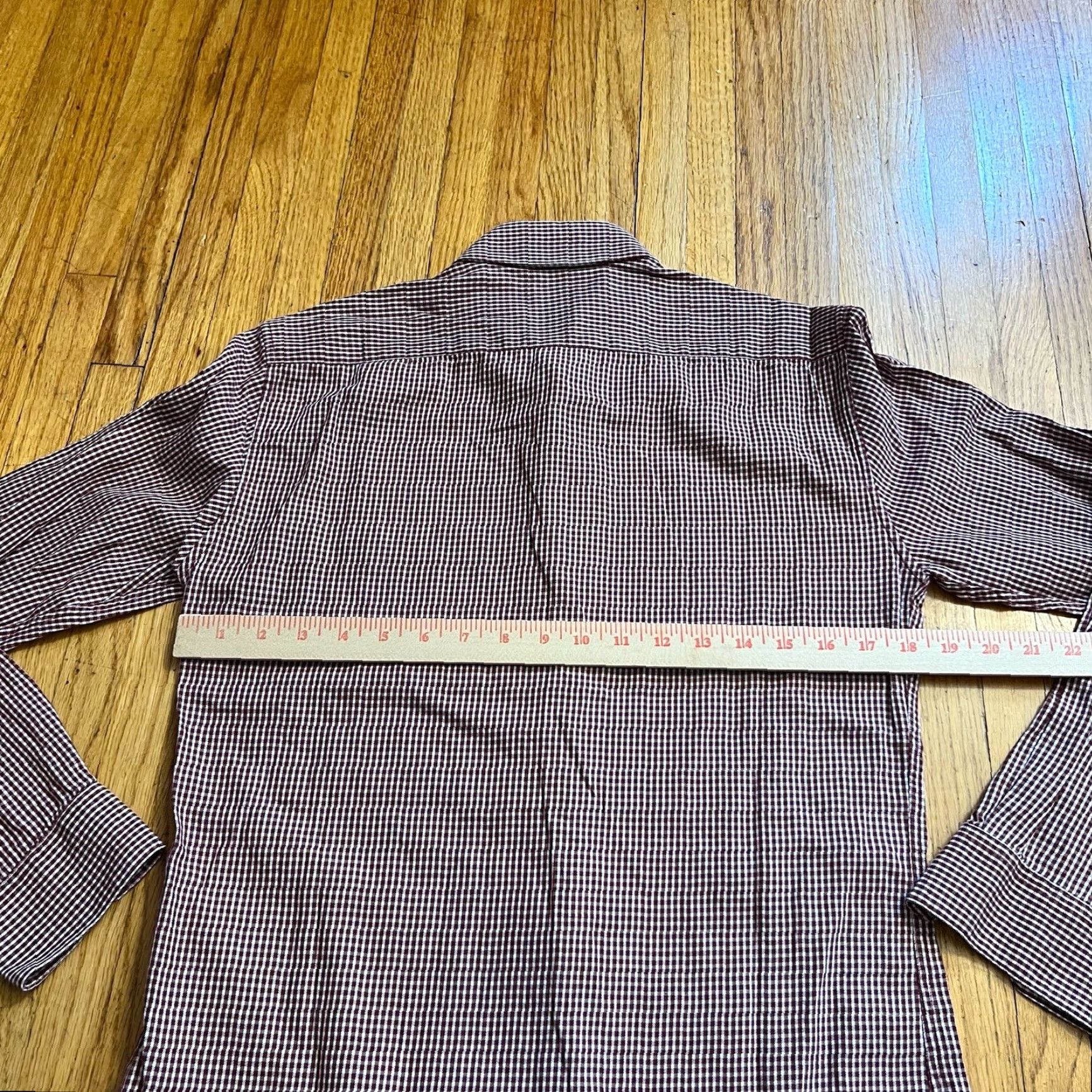 Sandro Sandro Paris Shirt Mens XS Red Casual Dress Shirt Long Sleeve Plaid Button-Up Shirt Mens XS Red Size US XS / EU 42 / 0 - 7 Thumbnail