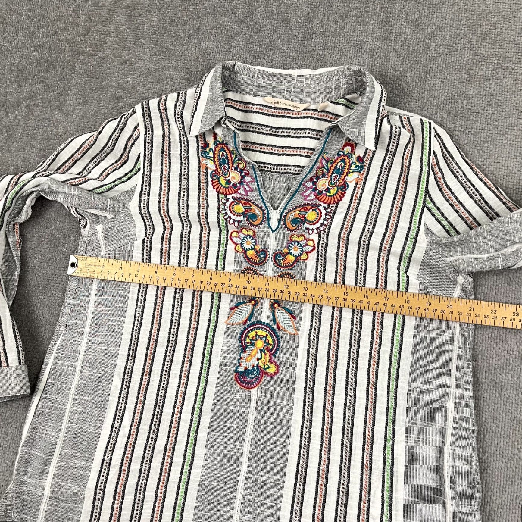 Soft Surroundings Soft Surroundings Aruba Tunic Blouse Womens Medium Multicolor Floral Embroidered Boho Size M / US 6-8 / IT 42-44 - 5 Thumbnail