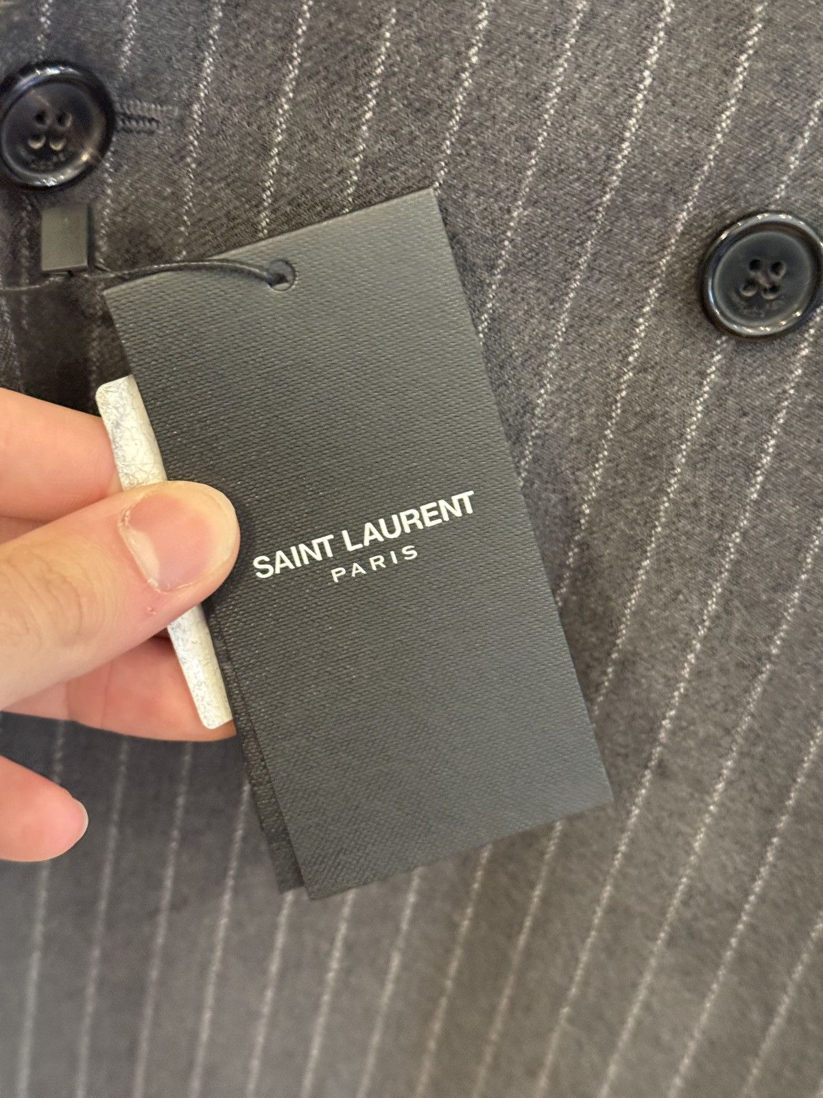 Saint Laurent Paris Oversized Pinstripe Double Breasted Blazer Size 50R - 7 Thumbnail