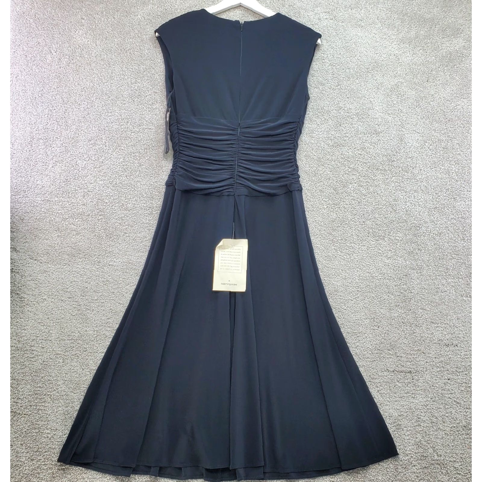 Anne Klein Dress Womens 8P Black Stretch Midi V-Neck Fit & Flare Party/Cocktail  Casual Business
