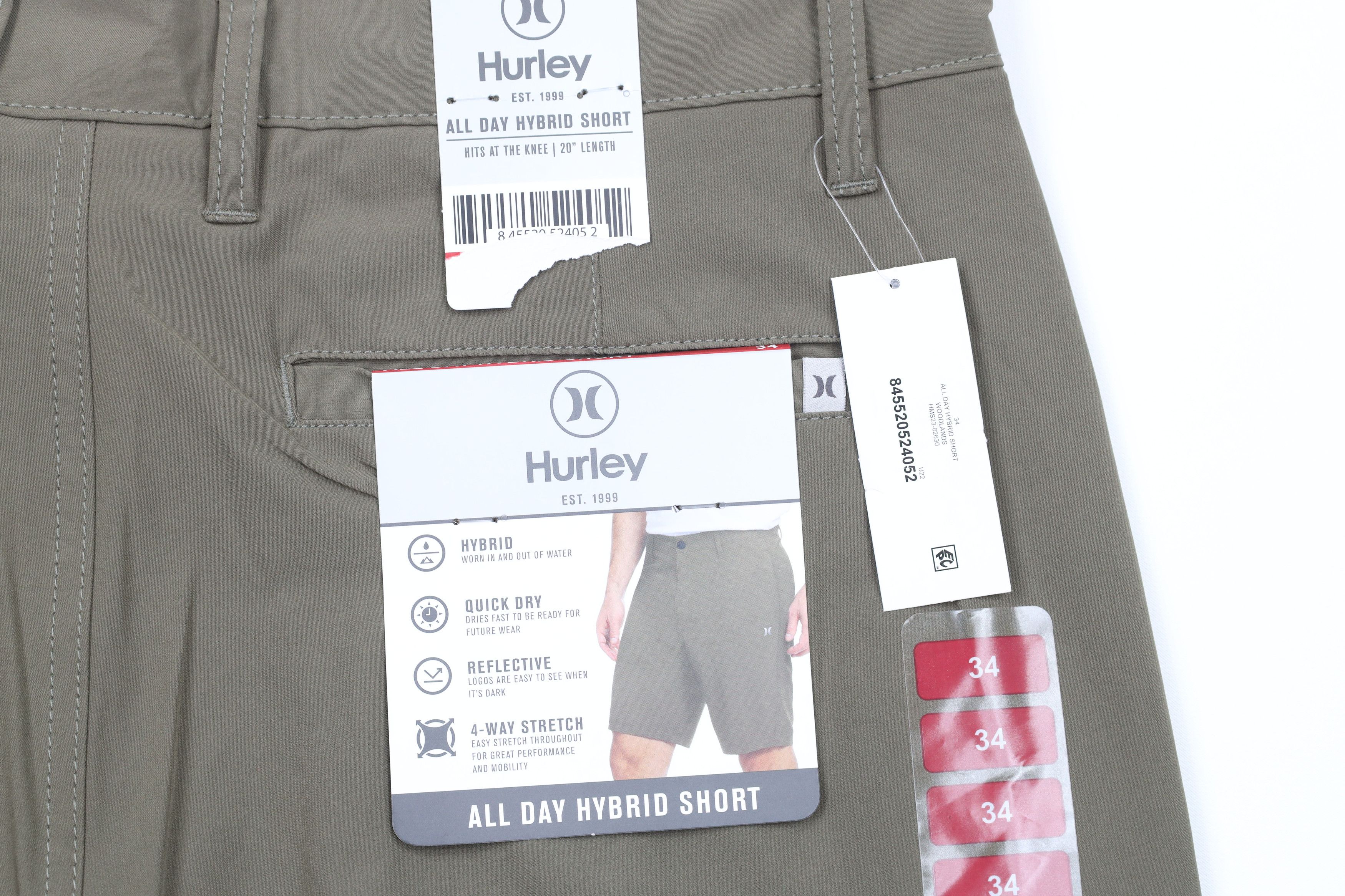 Vintage New Hurley Surfing Stretch All Day Hybrid Shorts Drab Green Size US 34 / EU 50 - 14 Thumbnail
